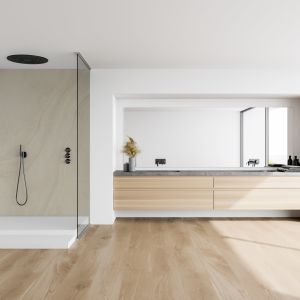 Interior,Of,Modern,Bathroom,With,White,Walls,,Wooden,Floor,,Comfortable